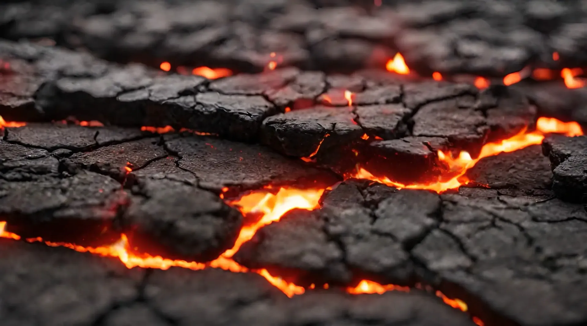 Fiery Lava Cracks in Dark Terrain Cinematic Stock Video